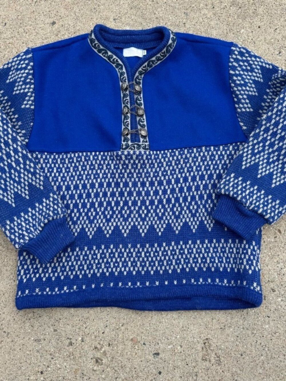 Vintage Nystrom Mens Royal Blue Boiled Wool Scandinavian Ski Sweater XS